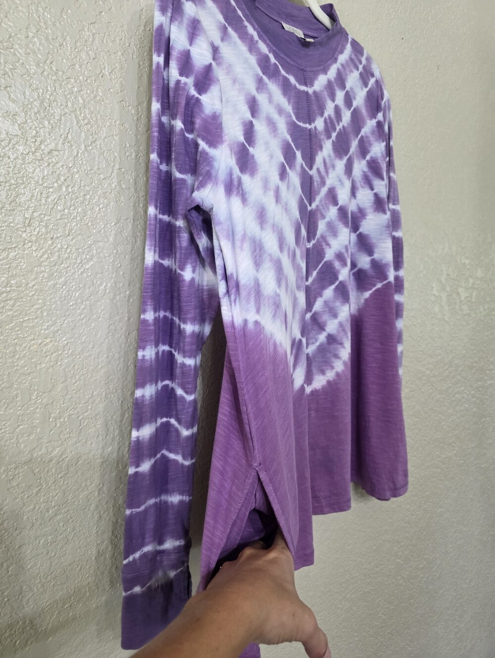 LOGO by Lori Goldstein Purple & White Tie-Dye Long Sleeve Top - Picture 4 of 6